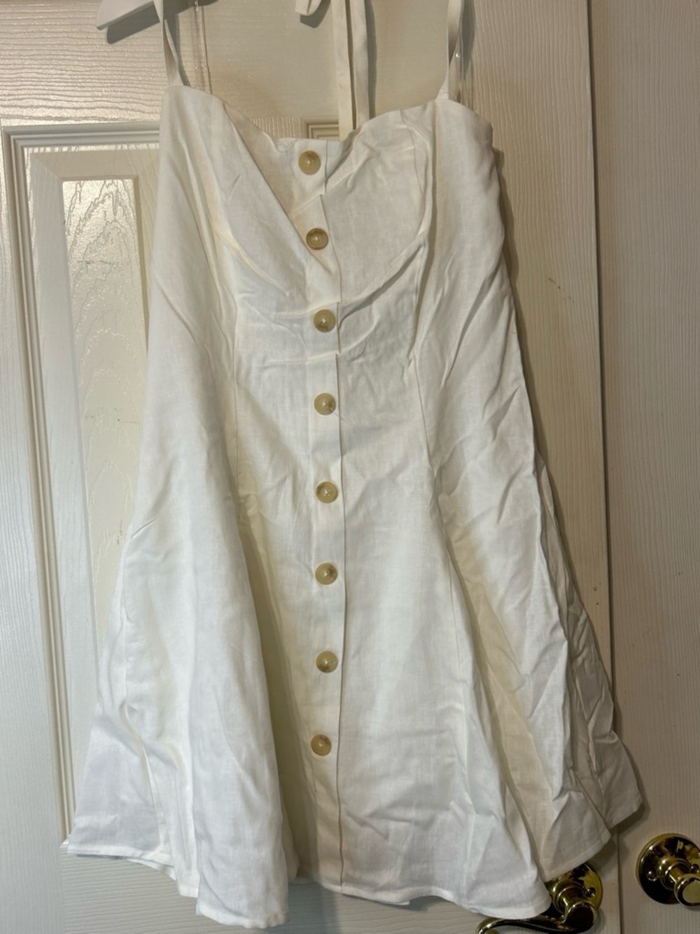 Mini Sundress White Button-Front Mini Dress by Old Fable New XS